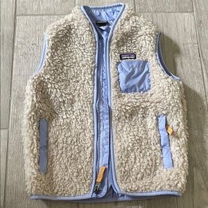 Patagonia Cream and Periwinkle Blue Fleece Vest, 5T